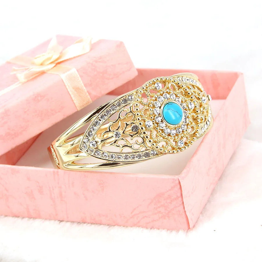 African Crystal Stone Bangle Bracelet for Women