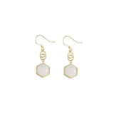 ZFSILVER S925 Silver Hetian Jade Double O Hexagon Earrings