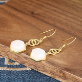 ZFSILVER S925 Silver Hetian Jade Double O Hexagon Earrings