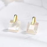925 Silver Square Shell Earrings for Women