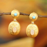 ZFSILVER S925 Silver Hetian Jade Turquoise Oval Earrings
