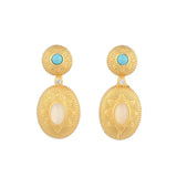 ZFSILVER S925 Silver Hetian Jade Turquoise Oval Earrings