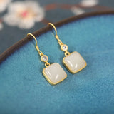 ZFSILVER S925 Silver Hetian Jade Earring with Zircon for Women