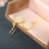 ZFSILVER S925 Silver Hetian Jade Earring with Zircon for Women