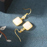 ZFSILVER S925 Silver Hetian Jade Earring with Zircon for Women