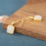 ZFSILVER S925 Silver Hetian Jade Earring with Zircon for Women
