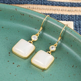 ZFSILVER S925 Silver Hetian Jade Earring with Zircon for Women