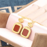 ZFSILVER S925 Silver Red Agate Dangle Earrings Women Gift