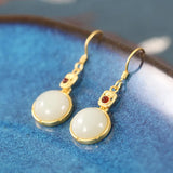 ZFSILVER S925 Silver Hetian Jade Round Earrings