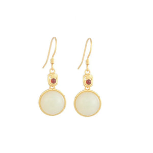 ZFSILVER S925 Silver Hetian Jade Round Earrings