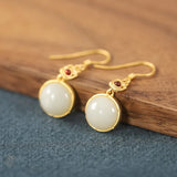 ZFSILVER S925 Silver Hetian Jade Round Earrings