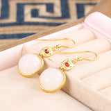 ZFSILVER S925 Silver Hetian Jade Round Earrings