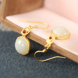 ZFSILVER S925 Silver Hetian Jade Round Earrings