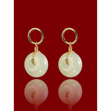 ES110 ZFSILVER S925 Silver Hetian Jade Safty Buckle Earrings