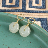 ES110 ZFSILVER S925 Silver Hetian Jade Safty Buckle Earrings
