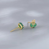 ZFSILVER 925 Silver Hetian Jade Chalcedony Money Bag Earrings