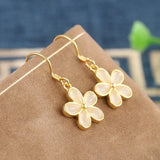 ZFSILVER 925 Silver Fresh Hetian Chalcedony Flower Earrings