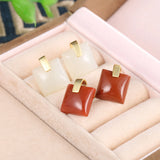 ZFSILVER S925 Silver Fresh Jade South Red Agate Earrings