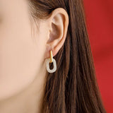 ZFSILVER S925 Silver Hetian Jade Dangle Earrings for Women