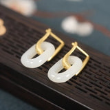 ZFSILVER S925 Silver Hetian Jade Dangle Earrings for Women
