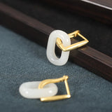 ZFSILVER S925 Silver Hetian Jade Dangle Earrings for Women