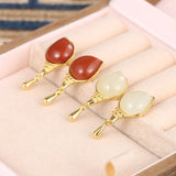 ZFSILVER 925 Silver Hetian Jade South Red Agate Tulips Earrings