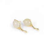 ZFSILVER 925 Silver Hetian Jade South Red Agate Tulips Earrings