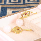 ZFSILVER S925 Silver Hetian Jade Ball Earrings for Women