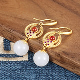 ZFSILVER S925 Silver Hetian Jade Ball Earrings for Women