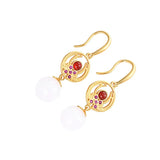 ZFSILVER S925 Silver Hetian Jade Ball Earrings for Women