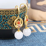 ZFSILVER S925 Silver Hetian Jade Ball Earrings for Women