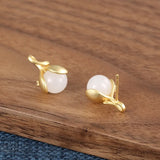 ZFSILVER S925 Silver Hetian Jade Leaf Earrings