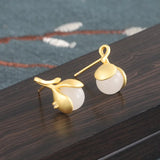 ZFSILVER S925 Silver Hetian Jade Leaf Earrings