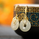 ZFSILVER S925 Silver Hetian Jade Safty Buckle Earrings