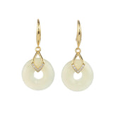 ZFSILVER S925 Silver Hetian Jade Safty Buckle Earrings