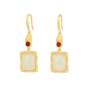 ZFSILVER S925 Silver Hetian Jade Dangle Earrings