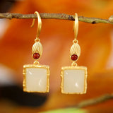 ZFSILVER S925 Silver Hetian Jade Dangle Earrings