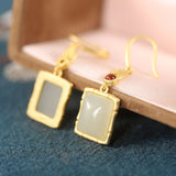ZFSILVER S925 Silver Hetian Jade Dangle Earrings