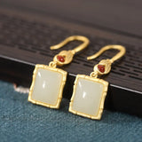 ZFSILVER S925 Silver Hetian Jade Dangle Earrings