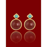 ZFSILVER S925 Silver Agate Turquoise Round Earrings for Women Gift