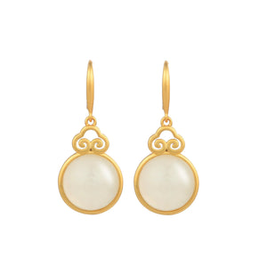ZFSILVER S925 Silver Hetian Jade Drops Cloud Earrings