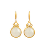 ZFSILVER S925 Silver Hetian Jade Drops Cloud Earrings