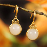 ZFSILVER S925 Silver Hetian Jade Drops Cloud Earrings