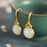 ZFSILVER S925 Silver Hetian Jade Drops Cloud Earrings