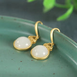 ZFSILVER S925 Silver Hetian Jade Drops Cloud Earrings