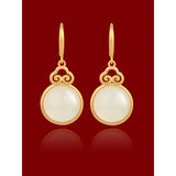 ZFSILVER S925 Silver Hetian Jade Drops Cloud Earrings