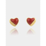 ZFSILVER S925 Silver Red Agate & Turquoise Heart Earring