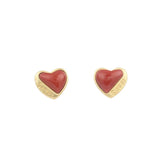 ZFSILVER S925 Silver Red Agate & Turquoise Heart Earring