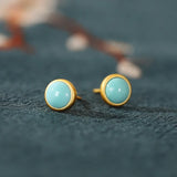 925 Silver Hetian Jade South Red Agate Earrings