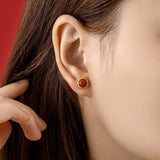 925 Silver Hetian Jade South Red Agate Earrings